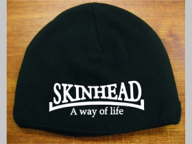 Skinhead a Way of Life čierna pletená čiapka stredne hrubá vo vnútri naviac zateplená, univerzálna veľkosť, materiálové zloženie 100% akryl